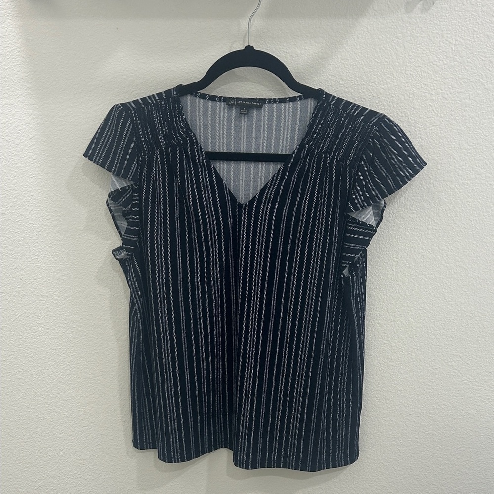 Navy and White Striped Women's Top
